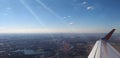 A snapshot style photo of the panorama of the German capital was made by a Samsung smartphone from a low cost jet
