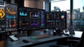 A snapshot of a workstation where advanced analytics tools analyze data gathered from previous production runs enabling Royalty Free Stock Photo