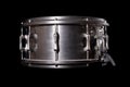 Snare on a black background, musical instrument, musical concept. Royalty Free Stock Photo