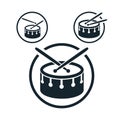 Snare drum icon, single color vector music theme symbol for your Royalty Free Stock Photo