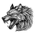 Fierce Howling Wolf Line Art vector illustration Royalty Free Stock Photo