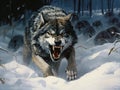 Snarling wolf