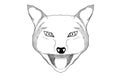 Snarling wolf sketch illustrated on a white background