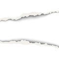 Snatched middle of white paper background with torn edges, soft shadow and space for text or ad. Template paper design