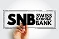 SNB - Swiss National Bank acronym, business concept stamp Royalty Free Stock Photo