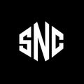 SNC letter logo design with polygon shape. SNC polygon and cube shape logo design. SNC hexagon vector logo template white and Royalty Free Stock Photo