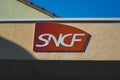 SNCF logo. Rail transportation service in western Europe. Royalty Free Stock Photo