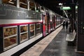 SNCF train in a train station platform  Paris France Royalty Free Stock Photo