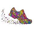 Sneaker. Hand drawing. Vector colorful doodling isolated .