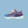 Sneaker isolated. Colorful sports footwear witha laces. Shoes for fitness and daily activity. Flat object vector illustration