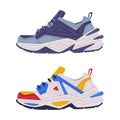 Sneaker or Running Shoe as Casual Sport Footwear Vector Set Royalty Free Stock Photo