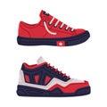 Sneaker or Running Shoe as Casual Sport Footwear Vector Set Royalty Free Stock Photo