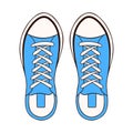 Sneaker shoe for male icon in cartoon style. Minimalistic hand drawn blue footwear logo for shoes shop. Vector Royalty Free Stock Photo