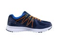 Sneakers blue with orange laces. Royalty Free Stock Photo