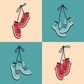 Sneakers hanging in retro style. Royalty Free Stock Photo