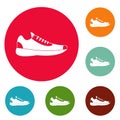 Sneakers icons circle set vector Royalty Free Stock Photo