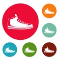 Sneakers icons circle set vector Royalty Free Stock Photo