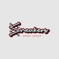 Sneakers Lettering Logo. Sport Shoes Laces