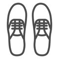 Sneakers line icon, footwear concept, gumshoes sign on white background, sport shoes icon in outline style for mobile