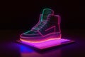 Sneakers with a neon effect.