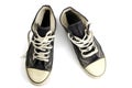 Sneakers old dirty grunge isolated top view on white Royalty Free Stock Photo