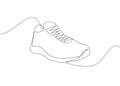Sneakers one line art. Continuous line drawing of sport, running shoes, speed, running, sprinter, marathon, training