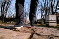 Sneakers in park and stomping walking trails