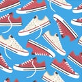 Sneakers seamless pattern. Youth fashion. Vector stock illustration