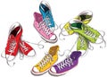 Sneakers Set in Colors Royalty Free Stock Photo