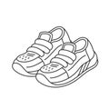 Sneakers shoe. Trainers for man. Editable stroke. Line icon.