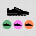 Sneakers simple icon and round icons with sport shoes. Isolated vector illustration and clipart. Royalty Free Stock Photo