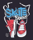 Sneakers and Skate board lettering, shirt print