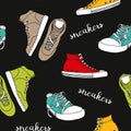 Sneakers sketch vector pattern