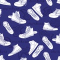 Sneakers sketch vector pattern