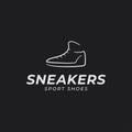 Sneakers sport shoe logo on black background