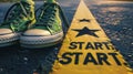 The Sneakers at Start Line.AI generated image Royalty Free Stock Photo