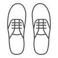 Sneakers thin line icon, footwear concept, gumshoes sign on white background, sport shoes icon in outline style for