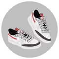 Sneakers vector cartoon illustration. Isolated on white. Simple flat design element for book, sticker, magazine. Sport boots logo,