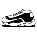Sneakers vector Icon. Black and white doodle on White Background Royalty Free Stock Photo