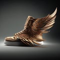 sneakers with wings, unusual design shoes, illustration for advertising banner