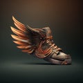 sneakers with wings, unusual design shoes, illustration for advertising banner