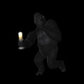 Sneaky Quiet Gorilla With Candle Illustration Royalty Free Stock Photo