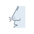 Color illustration icon for Sneeze, nostril and nose