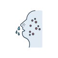 Color illustration icon for Sneeze, immunology and allergy