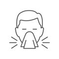 Sneeze line icon. Runny nose linear symbol. Flu infection and allergy symptom