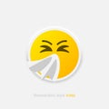 Sneezing face emoji with tissue vector icon. Face emoticon allergies. Virus flu disease symbol in neumorphic style