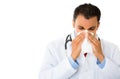 Sneezing sick male doctor