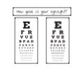 Snellen chart for eye test - sharp and blurred
