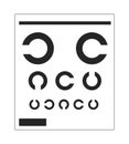 Snellen eye chart for visual acuity testing flat line black white vector object