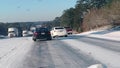Amateur video 2018 Historic snow and ice in Snellville Georgia cars backed upon and traffic stopped icy roads